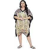 Oussum Women Short Caftan Tunic Top Plus Size Polyester Kaftan Dress Beach Cover Up Boho Kimono Summer Casual Vacation Wear