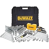 DEWALT Mechanic Tool Set with Case, Socket Set Metric and Standard Full, 1/4" & 3/8" Drive, Hex Keys and Specialty Tools, 168-Piece (DWMT73803)