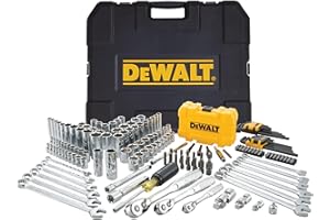 DEWALT Mechanic Tool Set with Case, Socket Set Metric and Standard Full, 1/4" & 3/8" Drive, Hex Keys and Specialty Tools, 168-Piece (DWMT73803)