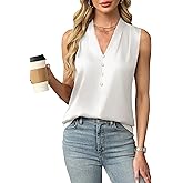 Blooming Jelly Women's Dressy Tank Tops Summer Sleeveless Work Blouses Silk Satin V Neck Shirts Business Casual Outfits