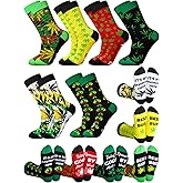 Skicuff 6 Pairs Novelty Leaf Socks for Men 420 Leaf Funny Flowers Cotton Crew Socks Green Pot for Adult Valentines 420 Gift