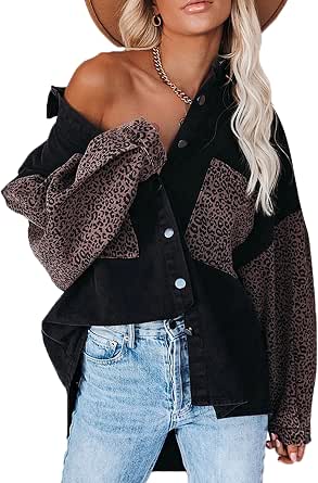 Button Down Denim Shacket Jacket Shirt 