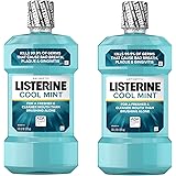 Listerine Cool Mint Antiseptic Mouthwash to Kill 99% of Germs That Cause Bad Breath, Plaque and Gingivitis, Cool Mint Flavor,