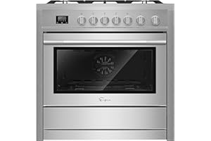 Empava EMPV_36GR01 Stainless Steel 36 inch Professional Single Oven Gas Range with 5 Deep Recessed Burners Cooktops, 36