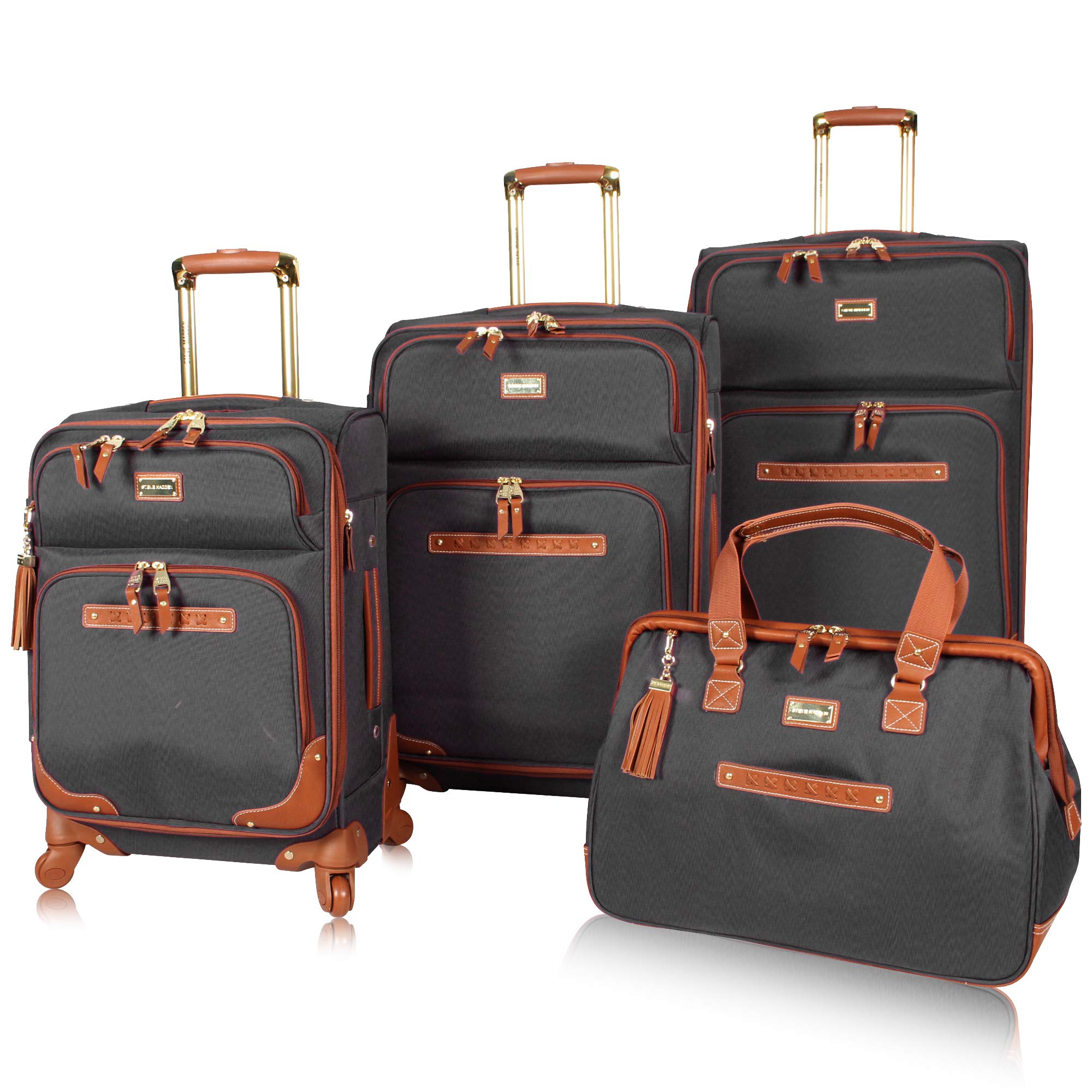 Steve Madden Designer-Gepckkollektion 4-teiliges Softside-Koffer-Set Reise-Set enthlt eine Tragetasche, 50,8 cm Handgepck, 61 cm und 71,1 cm Karierte Koffer