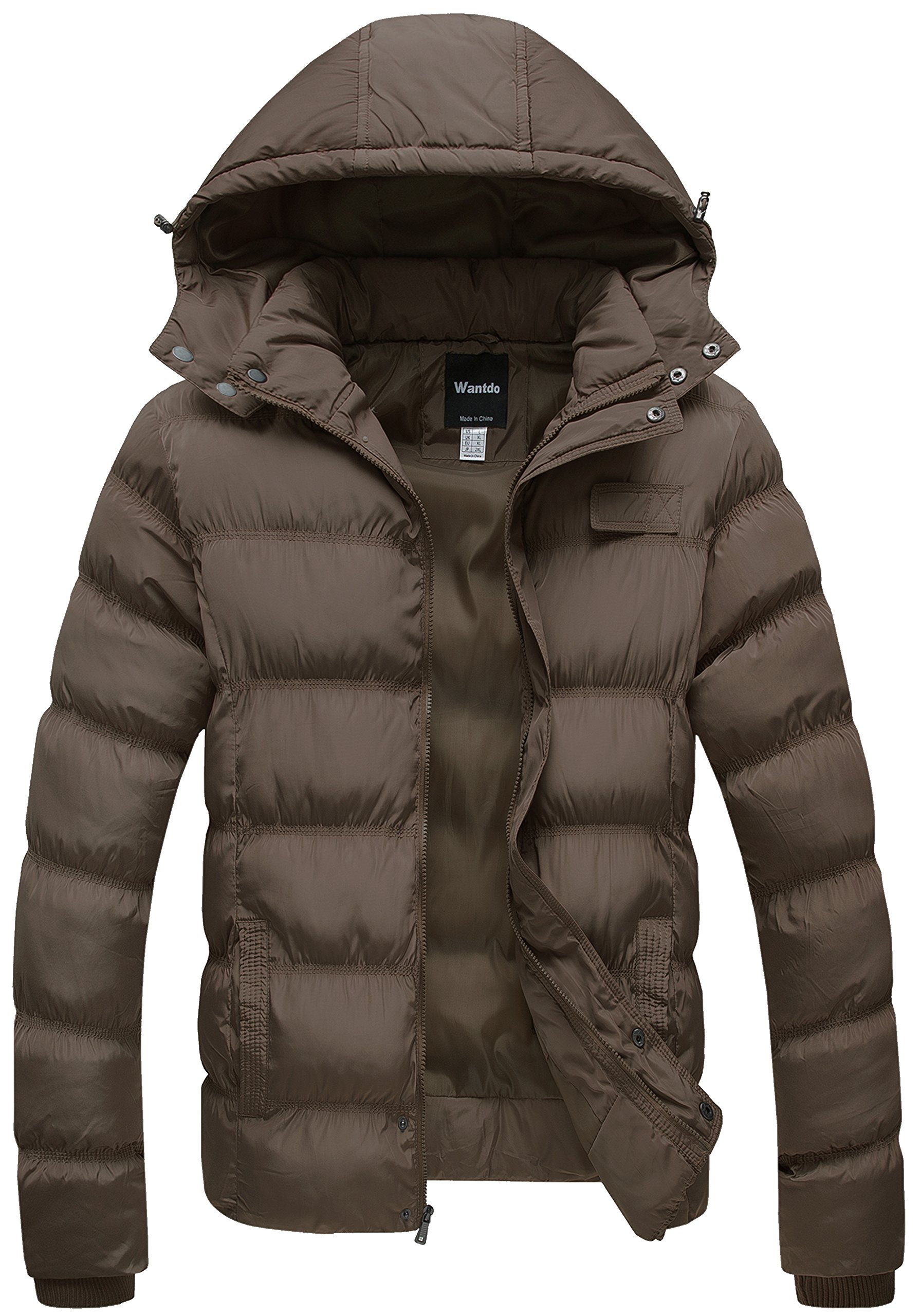 Wantdo Men's Hooded Winter Coat Warm Puffer Jacket Thicken Cotton Coat with Removable Hood