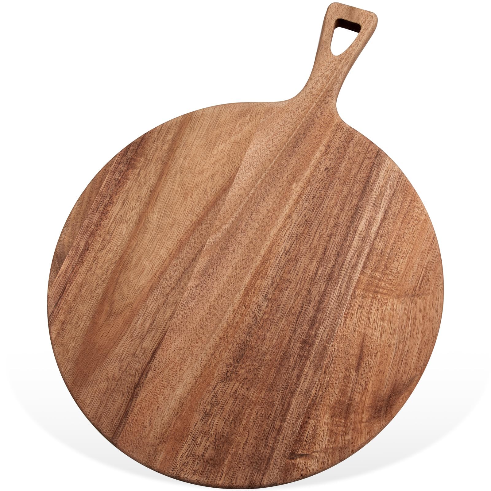 Photo 1 of 15.4 x 11.4 Inch Acacia Large Wood Cutting Board with Handle Large Round Wooden Cutting Boards Cutting Serving Board for Kitchen Meat Bread Cheese Pizza Vegetables Board Wedding Housewarming Gift