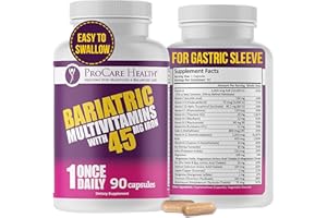 ProCare Health Bariatric Multivitamin with Iron 45mg (90 Easy to Swallow Capsules) - Post Op Bariatric Vitamins for Gastric Bypass Pills for Sleeve Patients, Sustain Recovery & Energy (3 Month Supply)