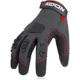 NoCry Heavy Duty Work Gloves for Men - Soft PVC Knuckle Protection - Reinforced Fingers & Thumb Crotches - Padded Palms - Double Stitched with Grip and Touchscreen Tips
