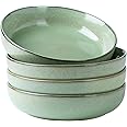GBHOME 9'' Large Ceramic Pasta Bowls, 38oz Stoneware Pasta Serving Bowls Set of 4 for Kitchen, Wide Bowls for Fruit,Pasta,Salad,Oatmeal,Meal, Microwave Safe, Reactive Glaze-Pastel Green