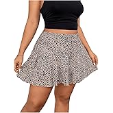 RoseSeek Women's Plus Size Skorts Tiered Layer Ruffle Hem Skirts High Waist Lettuce Trim Mini Summer Shorts