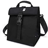 SUNNY BIRD Insulated Lunch Bag Rolltop Lunch Box for Women, Men, Adults and Teens (Black)