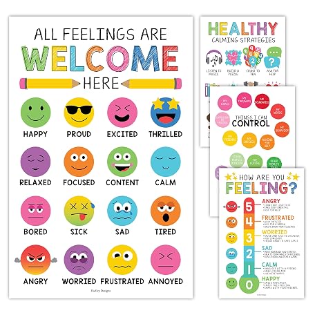 Mua Hadley Designs Feelings Chart For Kids Ages 4-8 - Emotions Chart ...