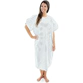 Personal Touch Unisex Hospital Patient Gown Metal Snap IV Sleeves with Telemetry Pocket - Blue & Teal Diamonds Print - One Size Pack of 2