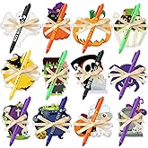 Pasimy 24 Set Halloween Sticky Notes and Pens Small Gift Set Happy Halloween Ballpoint Pen Bulk Pumpkin Ghost Cat Spider Note Pads for Adults Coworkers Students Office School Supplies