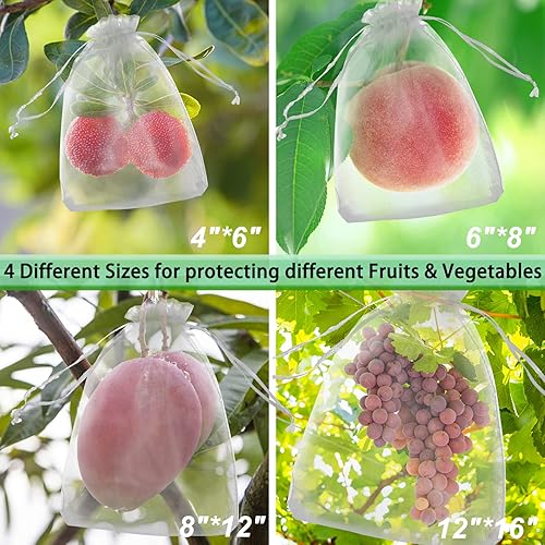 140 Pack Fruit Protection Bags, Sizes Mesh Fruit Cover Bags with