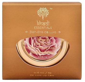 Khadi Essentials Wild Rose Lip Butter with Rose Petals, Cocoa Butter and Turmeric Oil, For Dry Chapped Lips and Lip Lightening, 5gms SLS Paraben Free Lip Balm