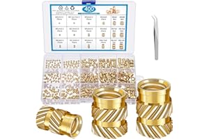 Pengxiaomei 400 Pcs Threaded Inserts for Plastic M2 M2.5 M3 M4 M5 M6 Heat Set Insert Metric Knurled Nuts Inserts Brass Female Thread for 3D Printing Automotive Plastic Shell