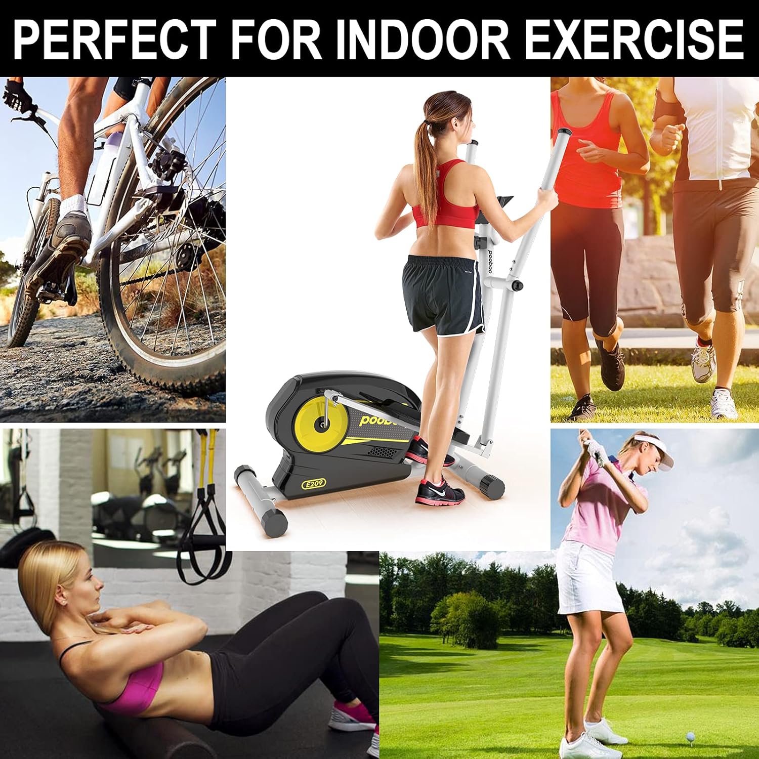 Afully Elliptical Machine Eliptical Trainer with 8 Levels Magnetic Resistance, Tablet Holder, LCD Monitor, Pulse Sensors, Smooth and Quiet for Home Use (E208-18) : Sports & Outdoors