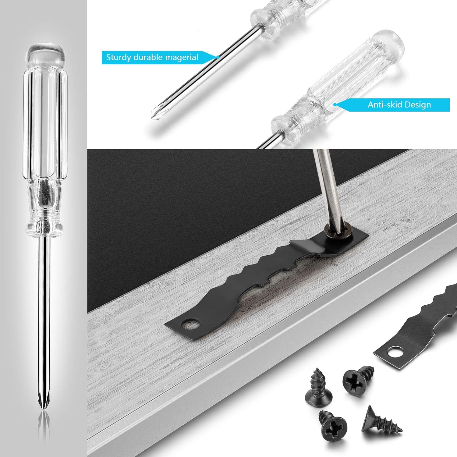 YHYZ Sawtooth Picture Frame Hangers Set including Screws (Black), Sawtooth Photo Frames Holder + Screw + Screwdriver - Image 5