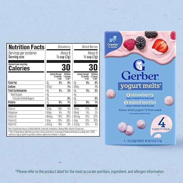 GERBER STAGE 3 BABY FOOD, STRAWBERRY AND MIXED BERRIES MELTS, 1 OZ. POUCH (PACK OF 4)