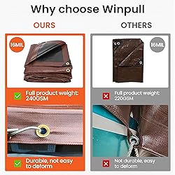 Winpull Tarp 10x12FT, Large 16 Mil Heavy Duty