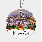 Lerime66 Kansas City Travel Souvenirs Christmas Ornament Ceramic- New City Gift- Move to Kansas City in Missouri Gifts- Ornament for Friends- Kansas City Lovers Printed on Both Sides