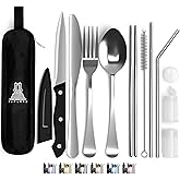 Taplord Portable Travel Silverware Set With Case, Includes 10 Pcs of Travel Utensils With Case, Stainless Steel Flatware Set
