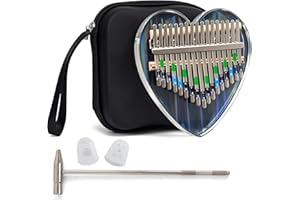 LUCKIPLUS Rainbow Kalimba Thumb Piano Heart-Shaped Acrylic 17 Keys Finger Piano Portable Mbira Musical Instruments Cute Christmas Gift with Tune Hammer and Study Instruction for Adults Beginners