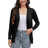 LUXEBOLD Cardigan Sweaters for Women Elegant Lightweight Open Front Cardigans Long Sleeve V Neck Knit Sweater