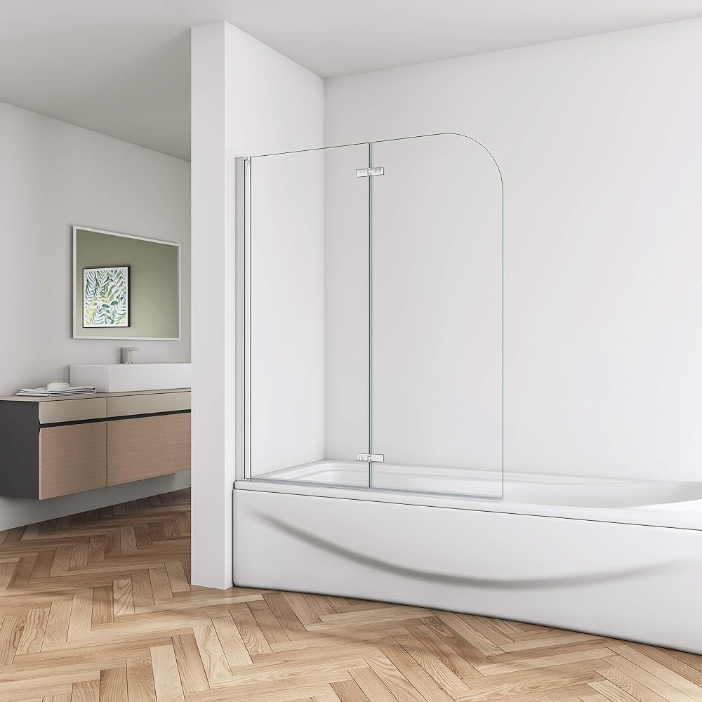 Biubiubath 900x1400mm Hinged Bath Shower Door Panel Folding Screen Reversible