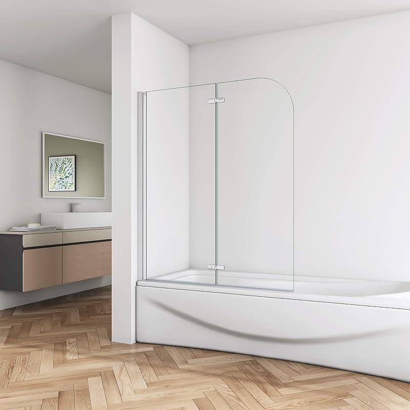 Biubiubath 900x1400mm Hinged Bath Shower Door Panel Folding Screen Reversible