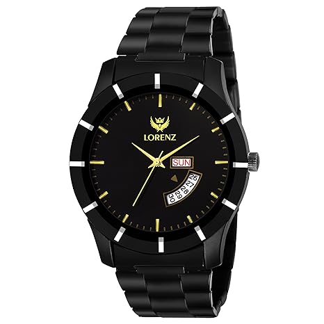 Lorenz Matte Finish Day & Date Finish Black Dial Mens Analog Watch- MK-1078A