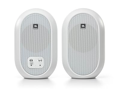 JBL Professional 1 Series 104-BT Compact Desktop Reference Monitors with Bluetooth, White, Sold as Pair, 4.5-inch Speaker