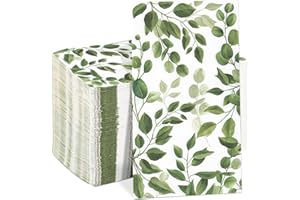 Homlouue 100 PCS 3 Ply Eucalyptus Greenery Napkins, Sage Green Napkins, Floral Napkins for Dinner Birthday Picnic Wedding Decoration Baby Shower Party Supplies, Flower Napkins for Spring Summer Party