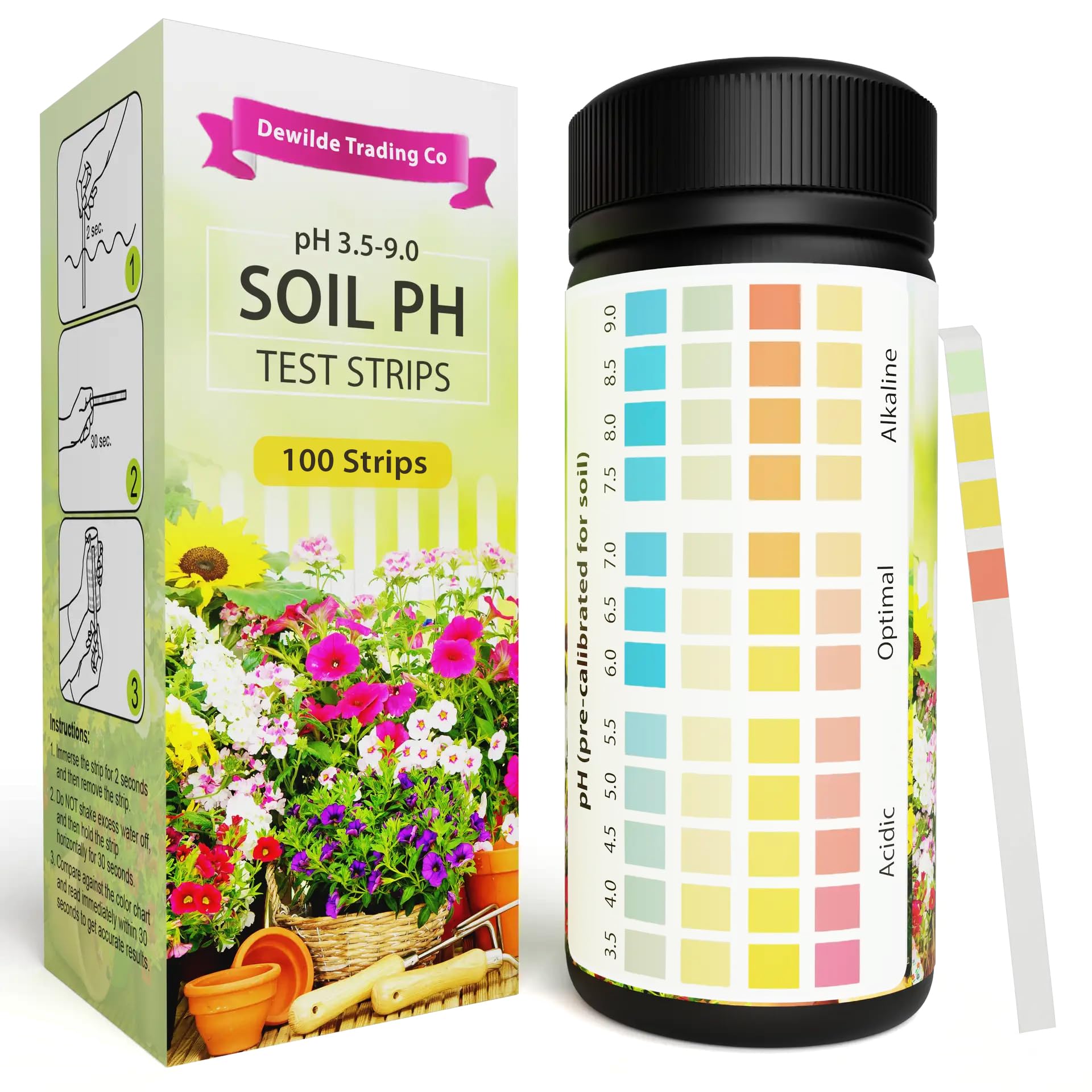 Photo 1 of Soil pH Paper Test Kit – 100 Tester Strips (3.5-9 Range) – Use for Testing Garden Home Lawn Grass Vegetable Gardening Dirt Yard Compost Outdoor and Indoor Plants