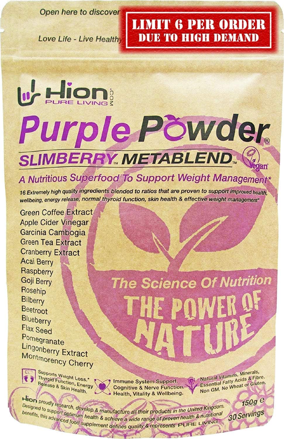 Hion Purple Powder SLIMBERRY METABLEND 30 Servings Winner of