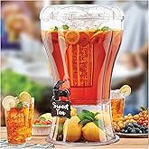 Buddeez 3.5 Gallon Clear Drink Dispenser - Built In Ice Cone and Spigot for Easy Pouring - Party-Perfect Serving Station with Chalk Board Tag