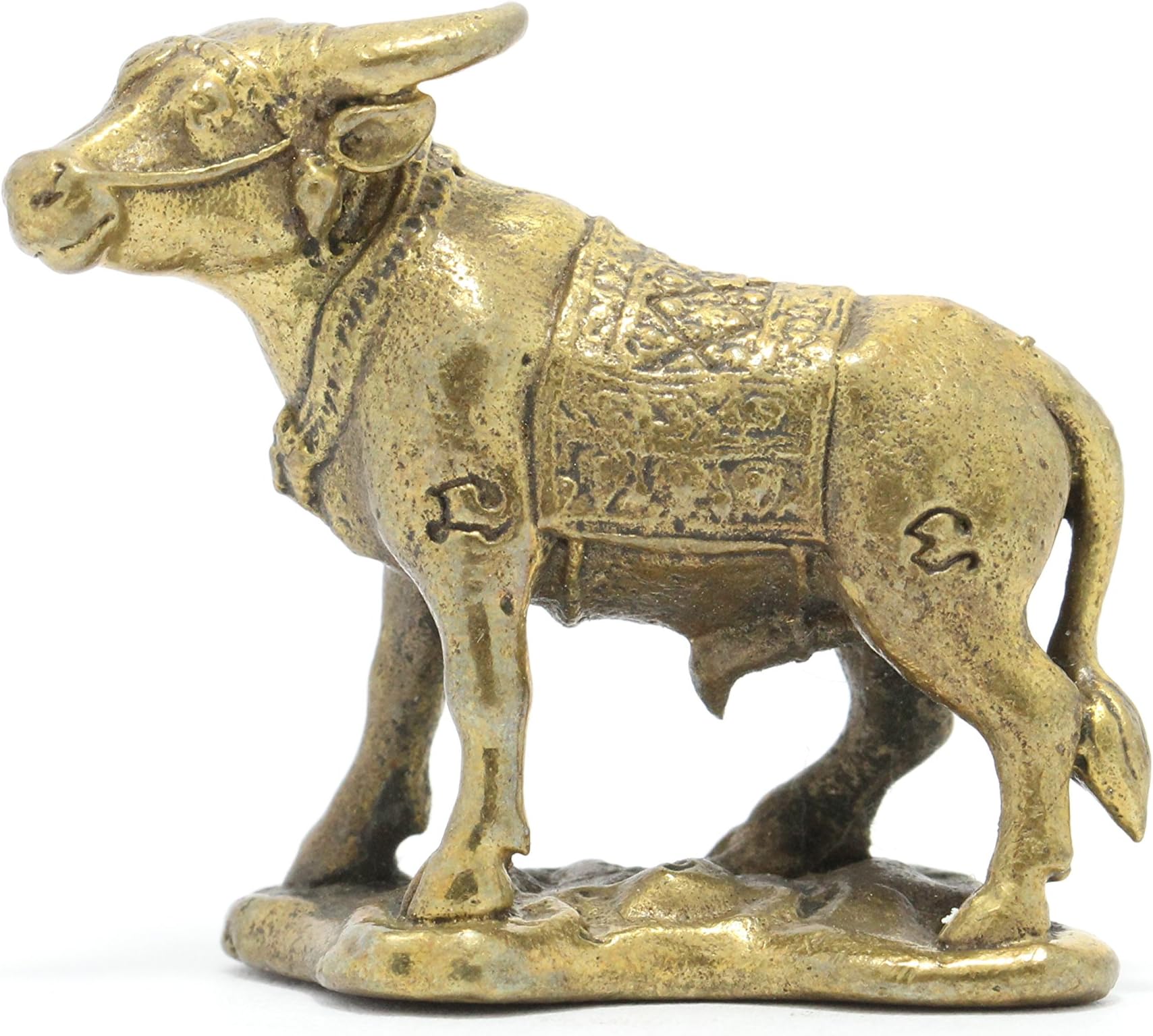 Thai amulet statue Cow powerful with yantra mini bronze good luck statue.