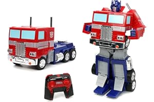 Jada Toys – Transformers Optimus Prime Converting RC Vehicle – Kids Toys Gift with Transformation from Truck to Robot – Lights & Sounds – Full Function Remote Control – 13" Long