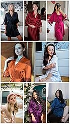 Ekouaer Women's Satin Robe Silk Kimono Bathrobe