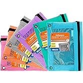 BAZIC Products Pencil Pouch 3 Ring Binder Pouch w/Rivet Enforced Rings Holes, Pastel Color Mesh Window Zipper Pouchesr, 6-Pack