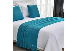 nstvifu Knit Bed Runners for King Size Bed, Solid Color Bed Scarf with Tassel, Boho Woven Bed Scarves No Fading Soft Bed Throw Blanket for Bedroom Home Hotel (60x230cm/23.6 * 90.6in,A5)