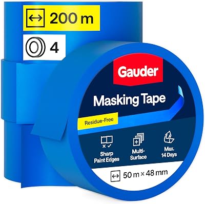 GAUDER Wide Masking Tape 48 mm x 50 m Blue Painter Tape for Edges