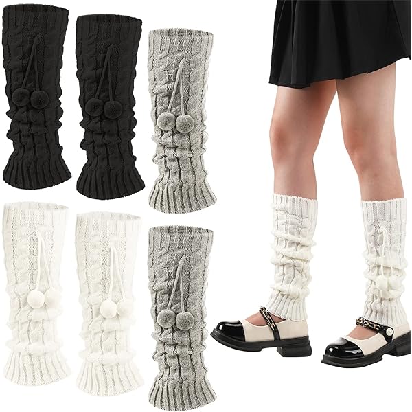 thumbnail image 2 of Women's Knit Leg Warmers - Fashion Y2K Gothic Style Long Socks In Multiple Patterns 2 of 14