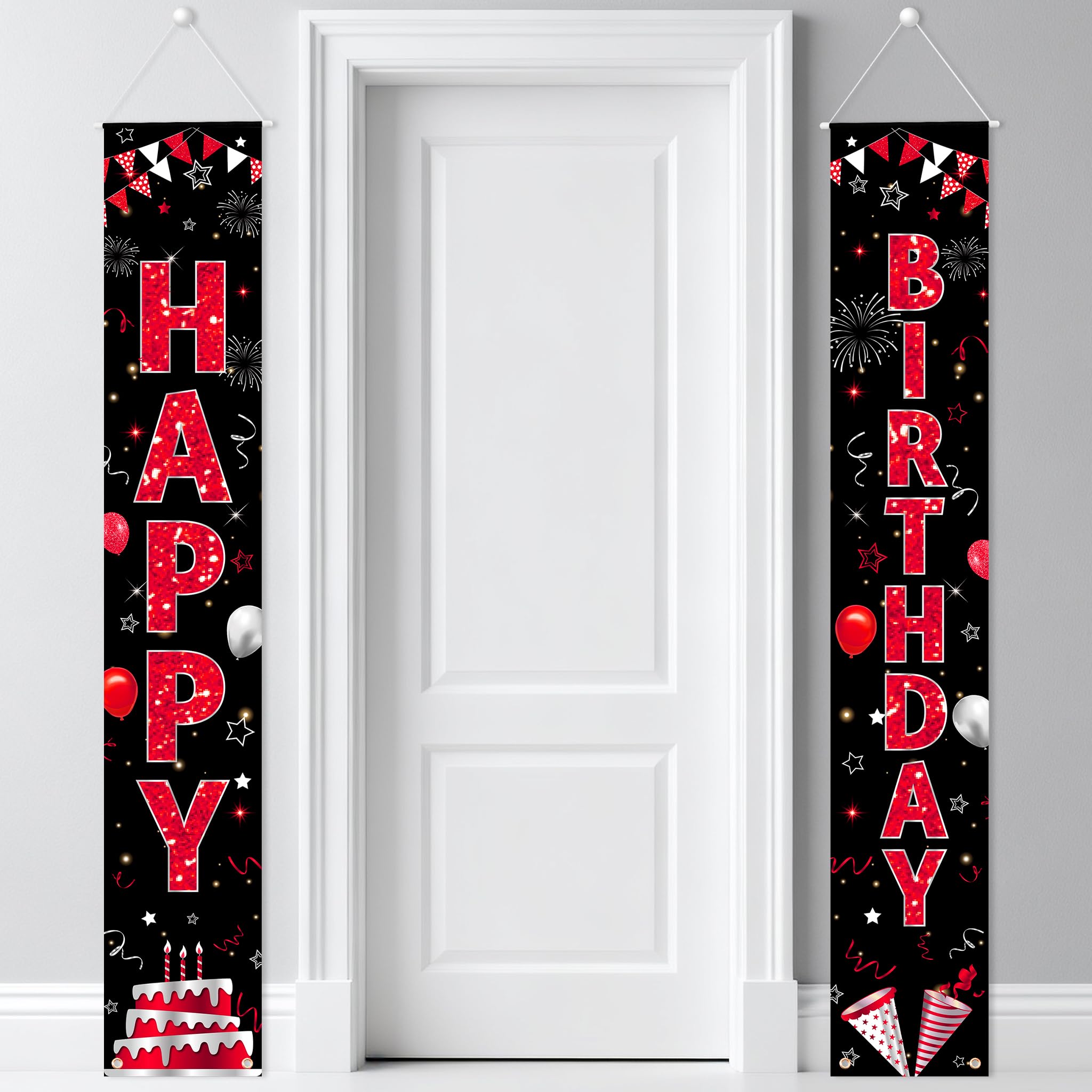 Birthday Decorations Banner, Happy Birthday Door Sign for Men Women Boys Girls Ideal Birthday Decorations Party Supplies Outdoor Indoor 72 x 12 Inch