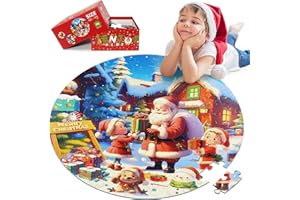 DIGOBAY Christmas Puzzles for Kids Ages 4-6, Kids Puzzles with Santa Claus & Snowman,70 Piece Round Large Floor Puzzles for Kids Ages 3 4 5 6 7 8, Educational Toy Gift Jigsaw Puzzles for 5 Year Old Boys Girls