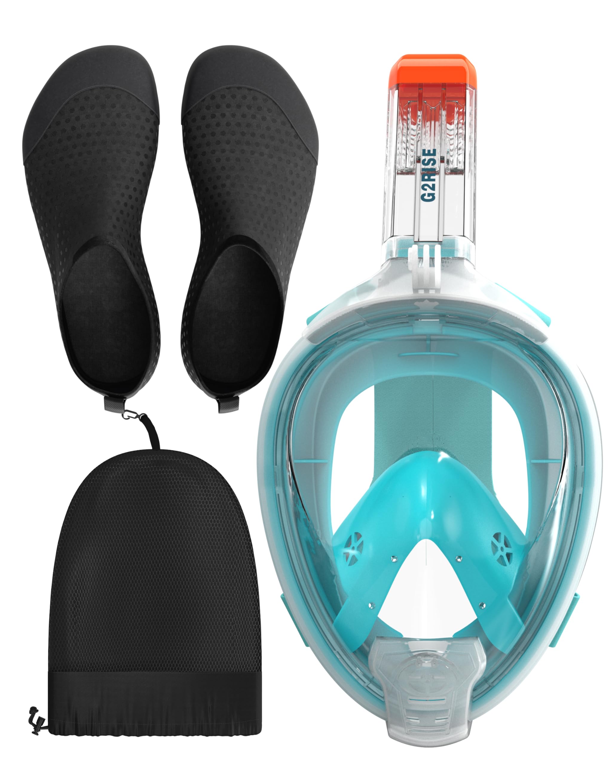 G2RISE Full Face Snorkel Mask Adult, Anti-Leak Anti-Fog, Snorkeling Set with Water Shoes for Men and Women