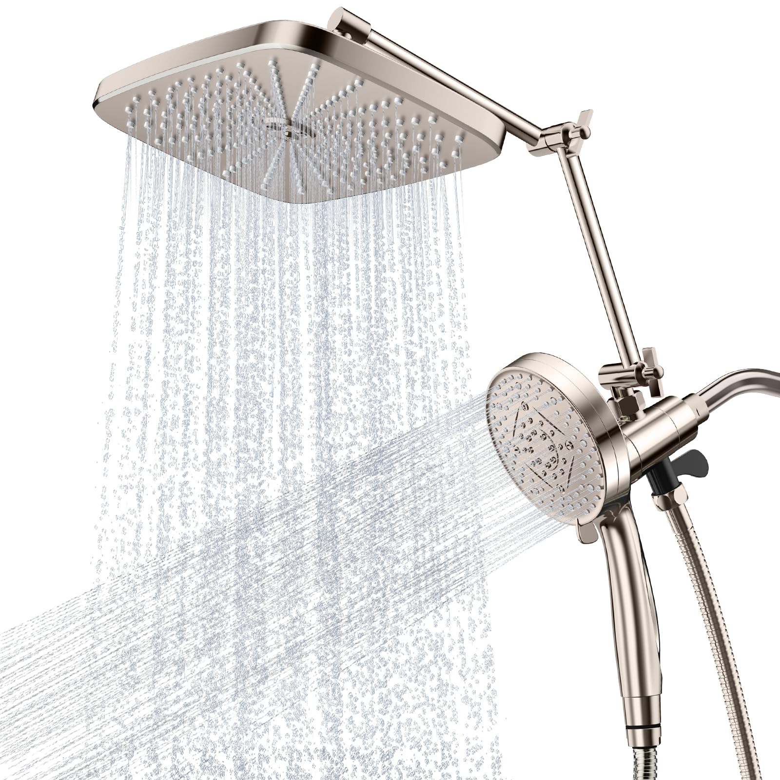 Photo 1 of ** SOLD AS IS NO RETURN/REFUNDS**
SANISANO 12" Rain Shower Head with Magnetic 4.7" 9-Mode Handheld Spray Combo, High Pressure Dual Shower Heads with Adjustable Extension Arm, with 59'' Extra Long Shower Hose (Nickle)