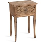 Kate and Laurel Cassetta Soft Rustic Rectangle Side Table; 19 x 14 x 28; Hazelnut; Wooden Living Room End Table with Useful P